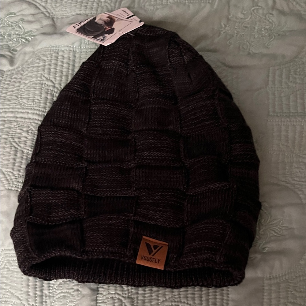 Black Knit Beanie Hat